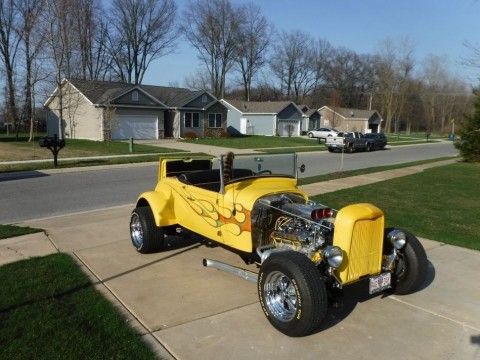 1929 Ford Coupe Yellow Flaming Hot Rod 350 Chevy for sale