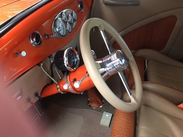 Orange classic 1932 Ford 3 Window Coupe hot rod Street rod