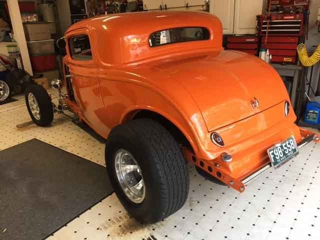 Orange classic 1932 Ford 3 Window Coupe hot rod Street rod