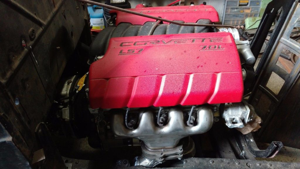Corvette engine 1937 Pontiac hot rod needs work