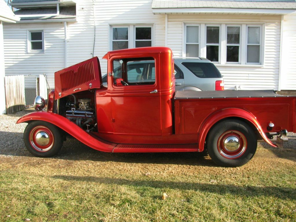 red beauty 1934 Ford pickup hot rod