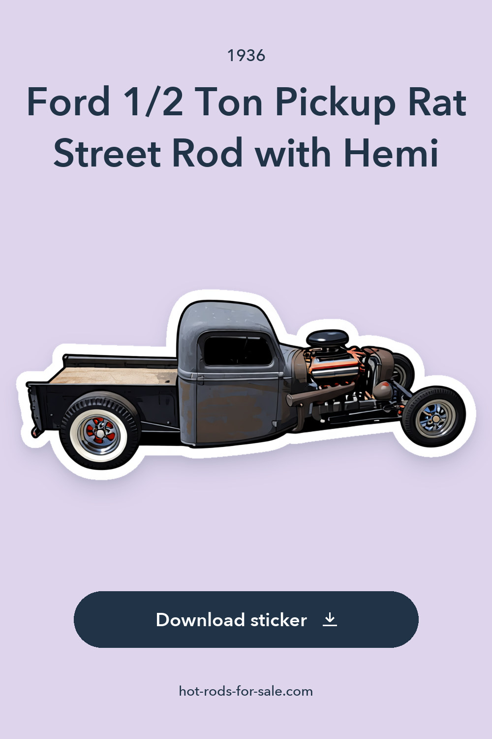 1936 Ford 1/2 Ton Pickup Rat Street Rod with Hemi sticker preview