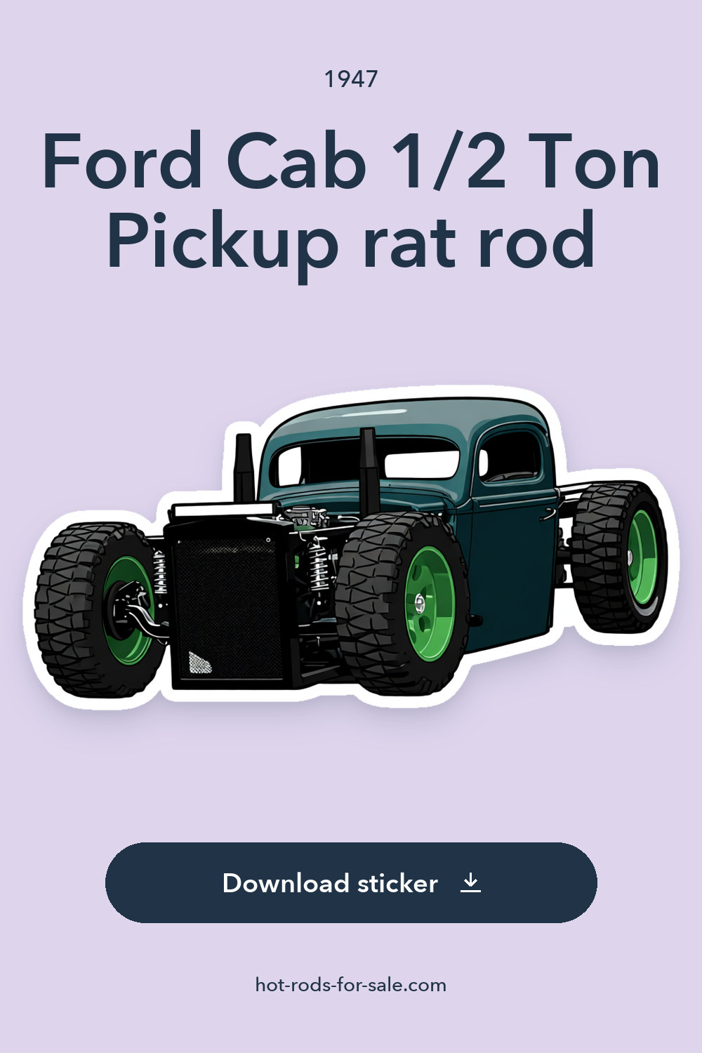1947 Ford Cab 1/2 Ton Pickup rat rod sticker preview