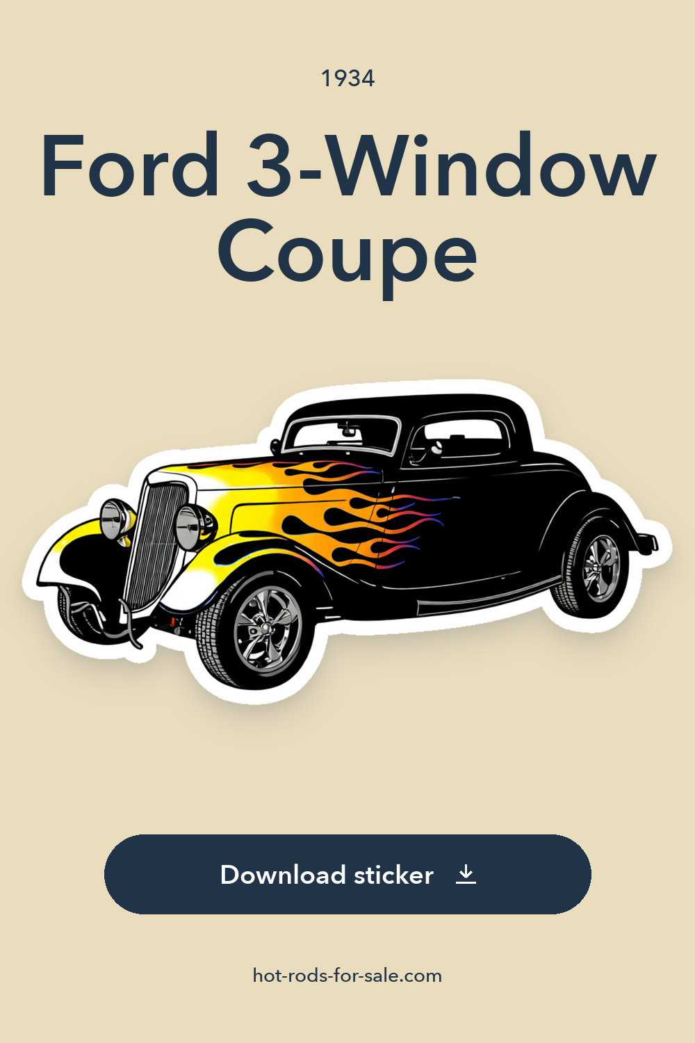1934 Ford 3-Window Coupe 9645 Miles Black Flame 383ci V8 sticker preview