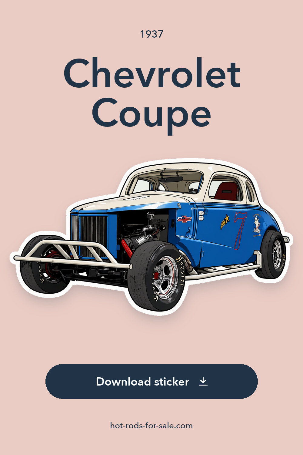 1937 Chevrolet Coupe 1 Miles White / Blue 350ci V8 3-Speed Manual sticker preview
